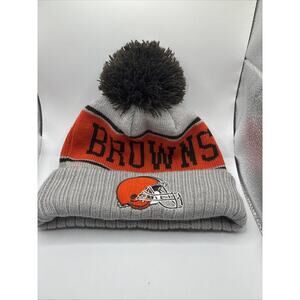 Cleveland Browns New Era Gray Stripe Cuffed Knit Hat with Pom NFL Men’s